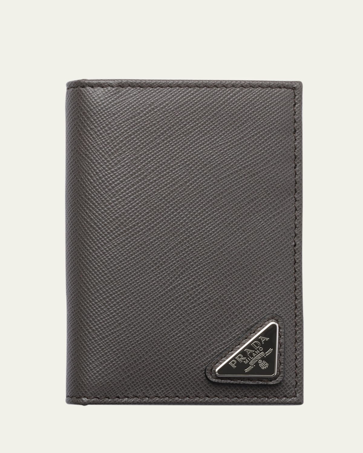 Prada Saffiano Leather Card Holder In Black