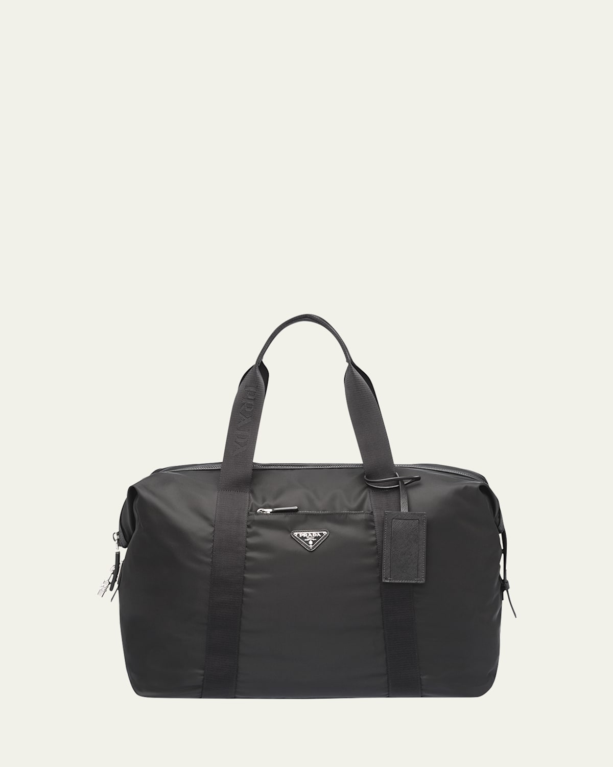 Prada Re-nylon And Saffiano Leather Duffle Bag In Nero