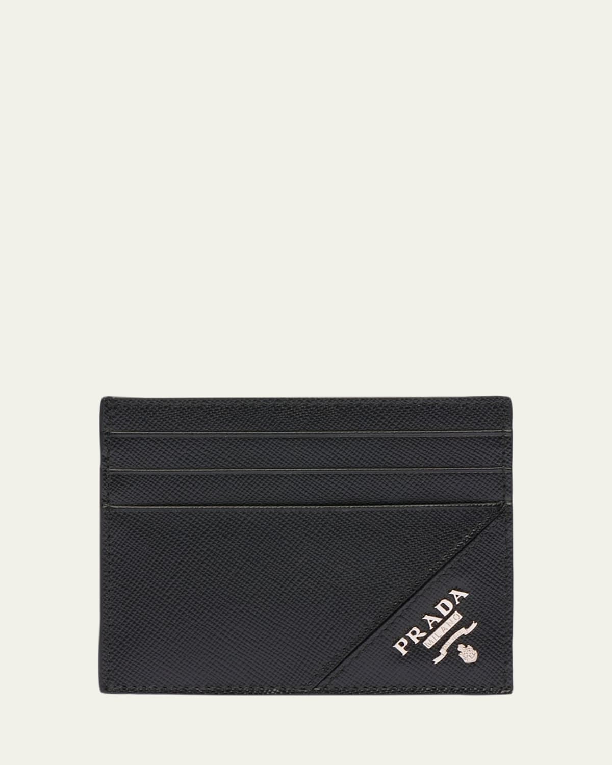 Prada Men's Saffiano Metal Cardcase In Nero