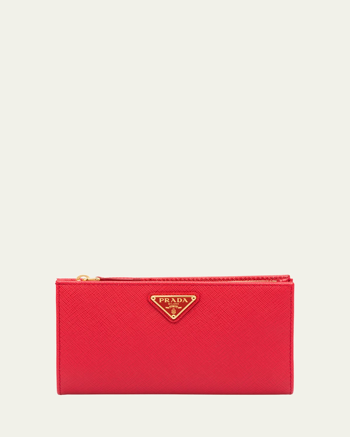 Prada Large Saffiano Leather Wallet In Red