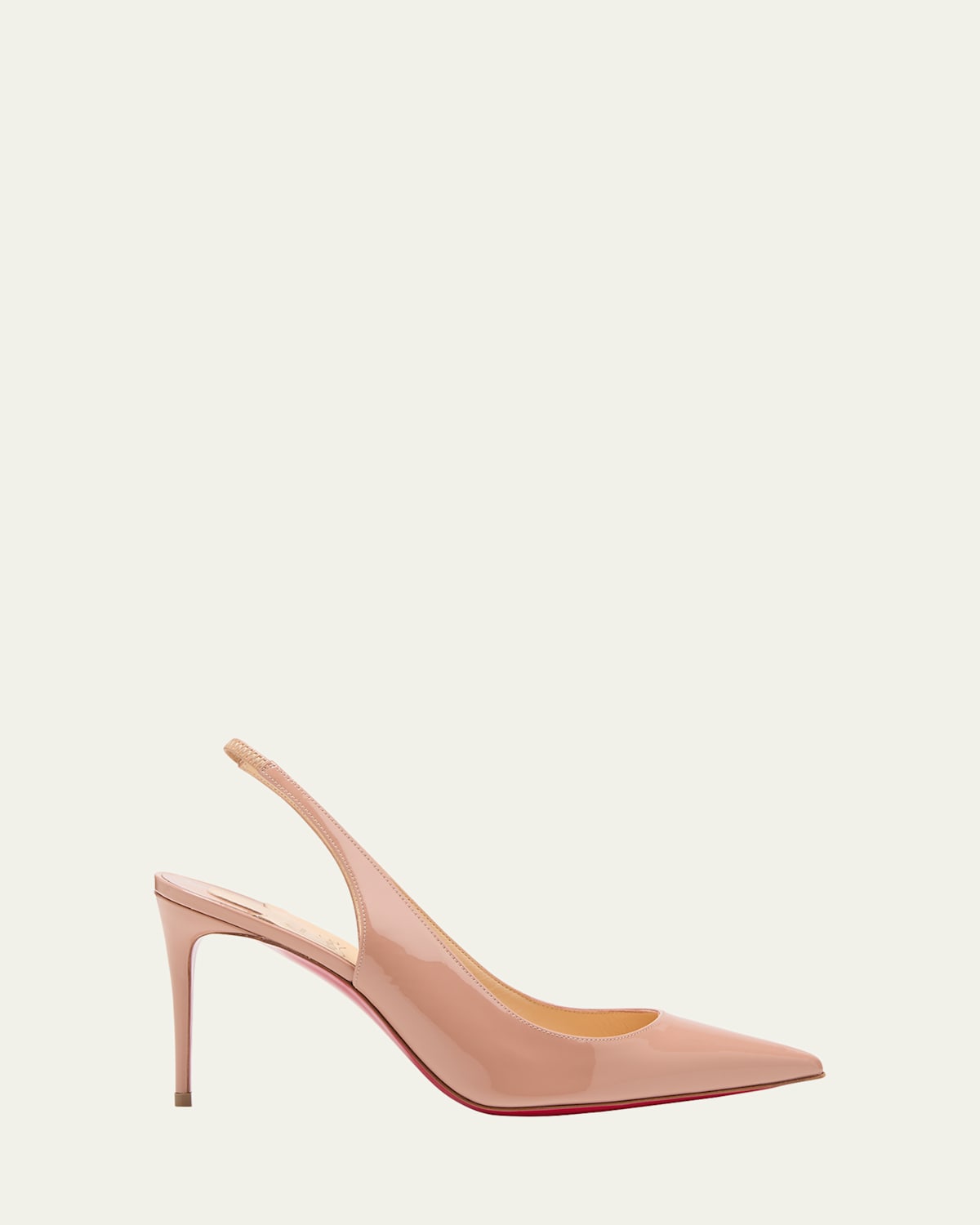 CHRISTIAN LOUBOUTIN KATE SLING PATENT CALFSKIN RED SOLE PUMPS 
