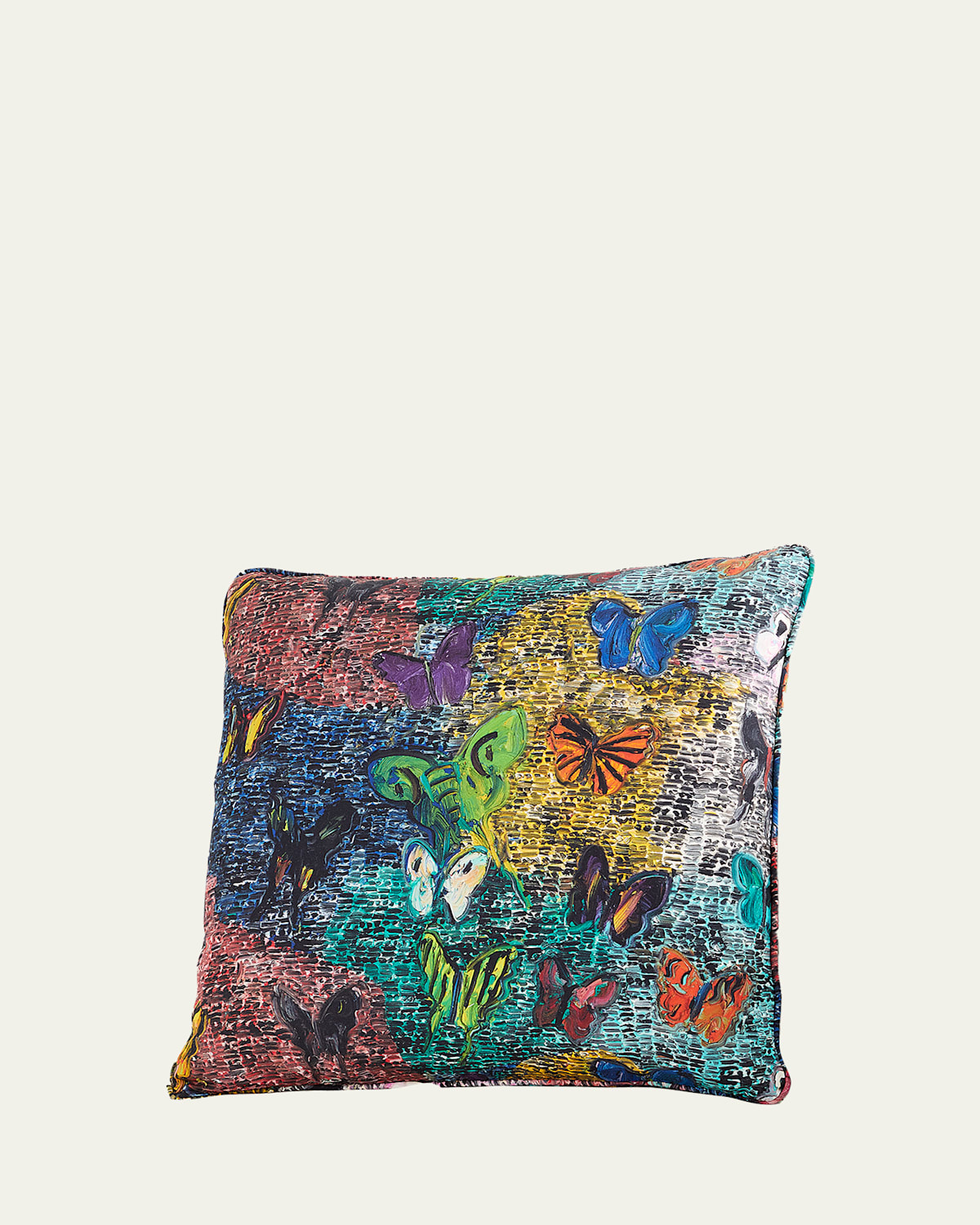 Hunt Slonem Butterfly & Guardian Cotton Pillow, 22" | Thumbnail 3 Hunt Slonem Butterfly & Guardian Cotton Pillow, 22" | Thumbnail 3