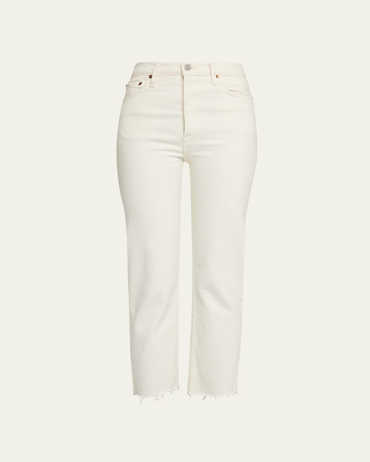 Re/done 70s High-rise Stove Pipe Jeans In Vintage White