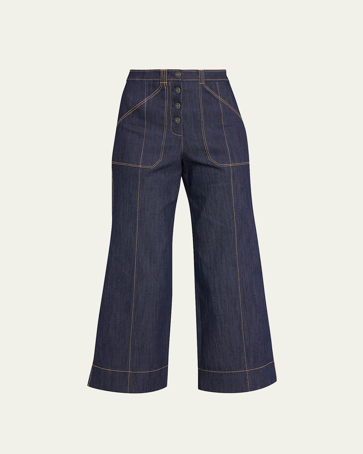 Sallie Piped Cropped Bootcut Denim Pants