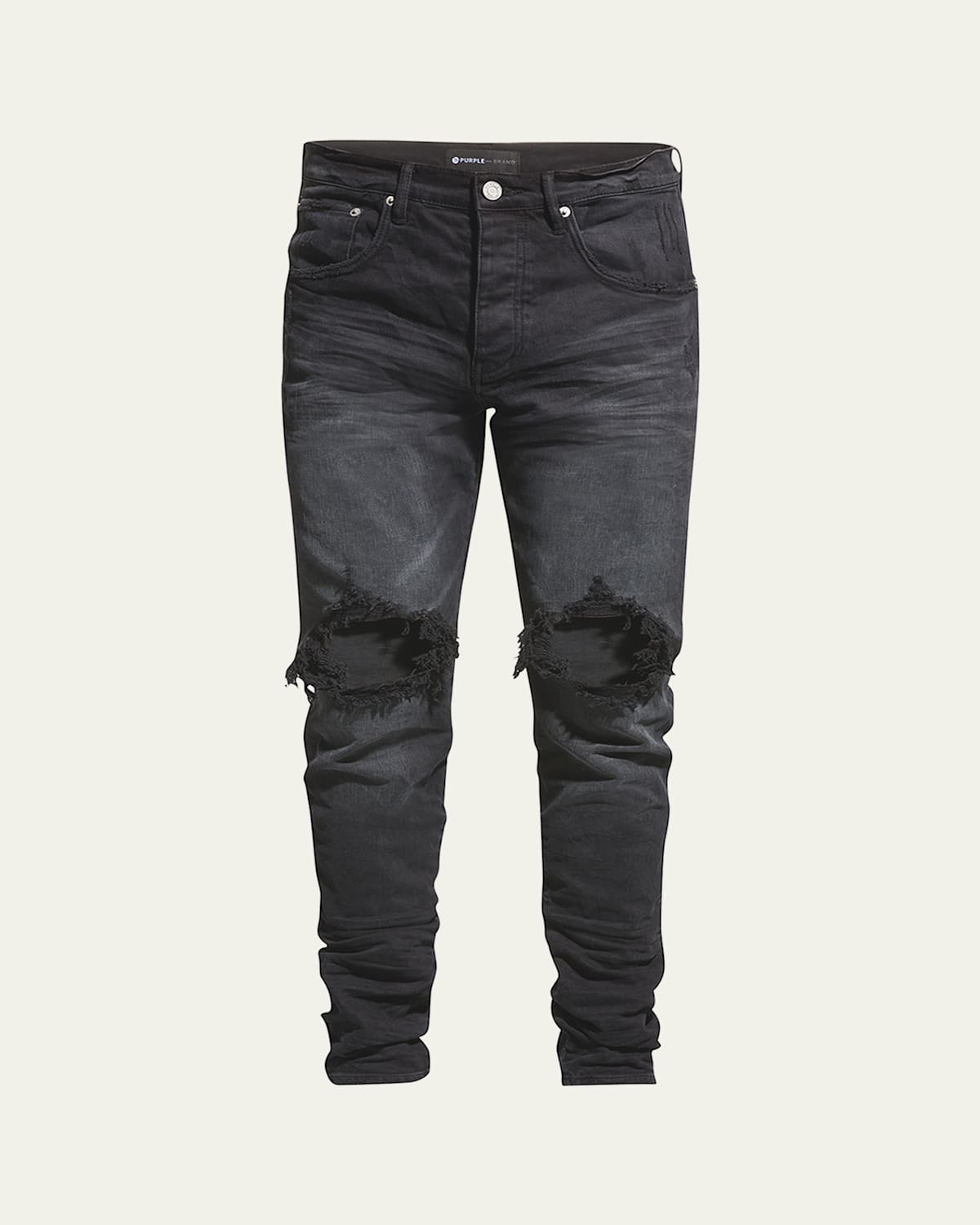 Men's P002 Black Wash Blowout Slim Jeans