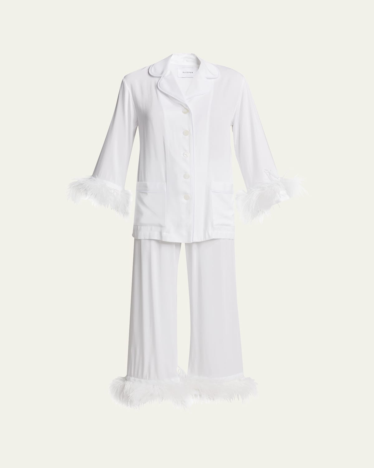 Party Pajama Set with Double Feather Trim