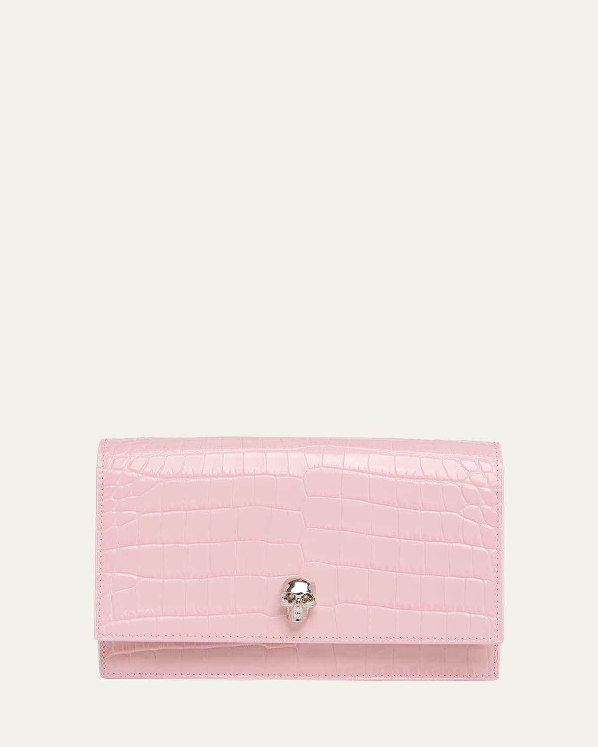 Alexander Mcqueen Mini Skull Croc-embossed Crossbody Bag