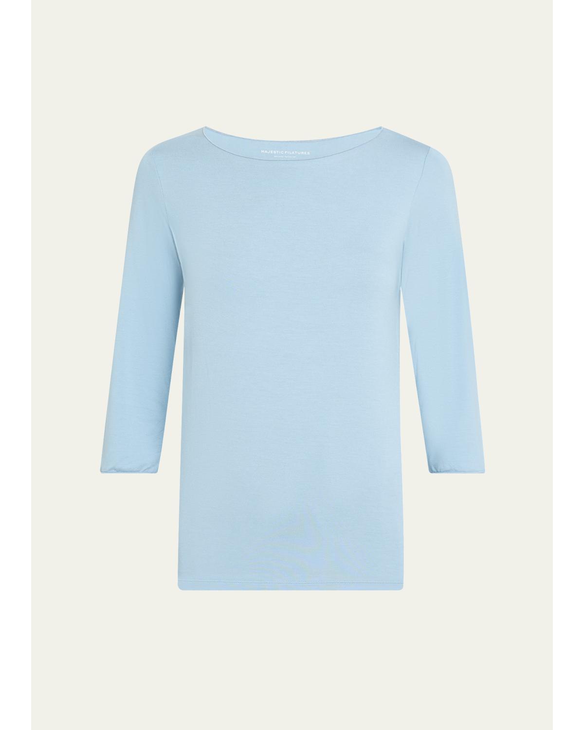 Soft-Touch Marrow-Edge Boat-Neck Top