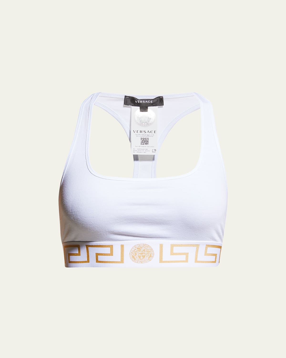 Versace Greca Border Sports Bra In White