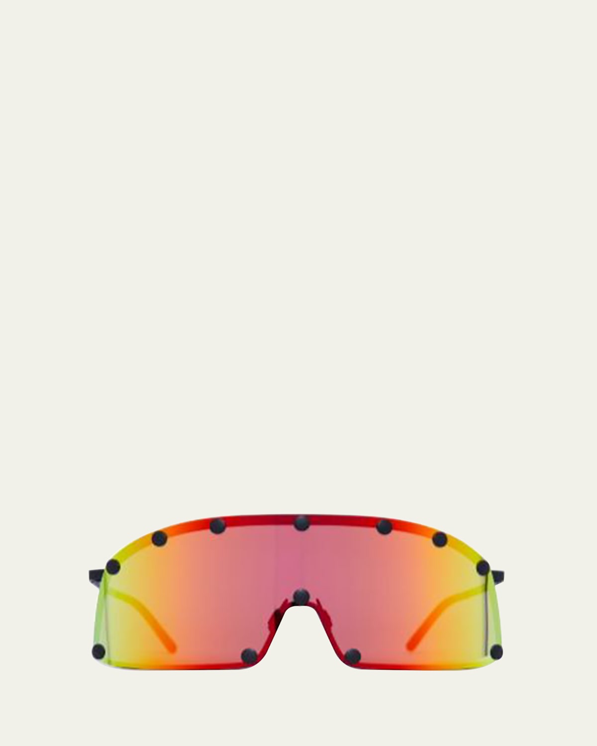 Rick Owens Men's Mirrored Studded Shield Sunglasses
