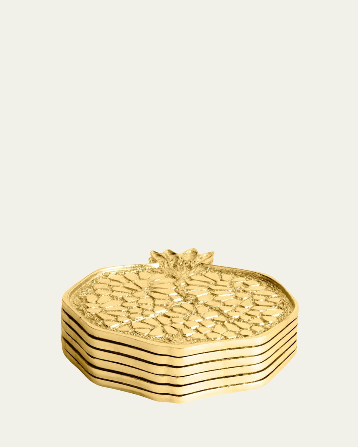 Michael Aram Pomegranate Coaster Set, Set Of 6 In Gold