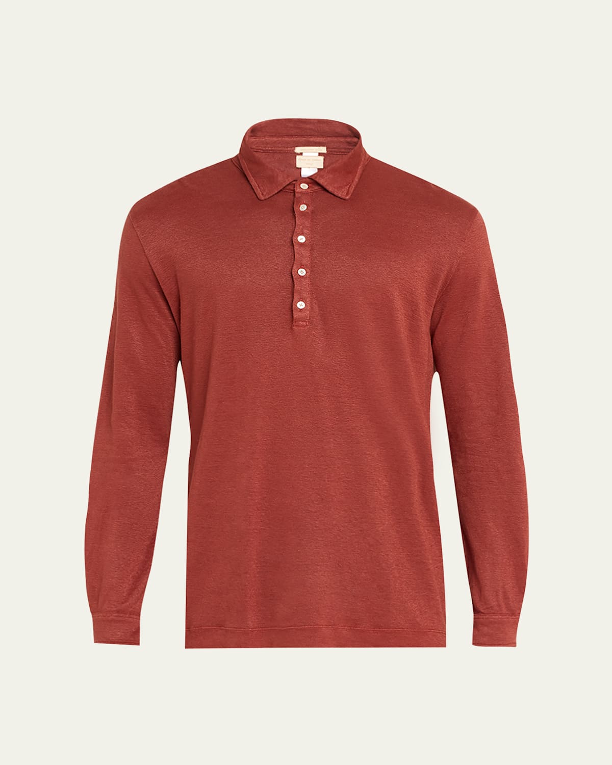 Men's Linen Pique Long-Sleeve Polo Shirt
