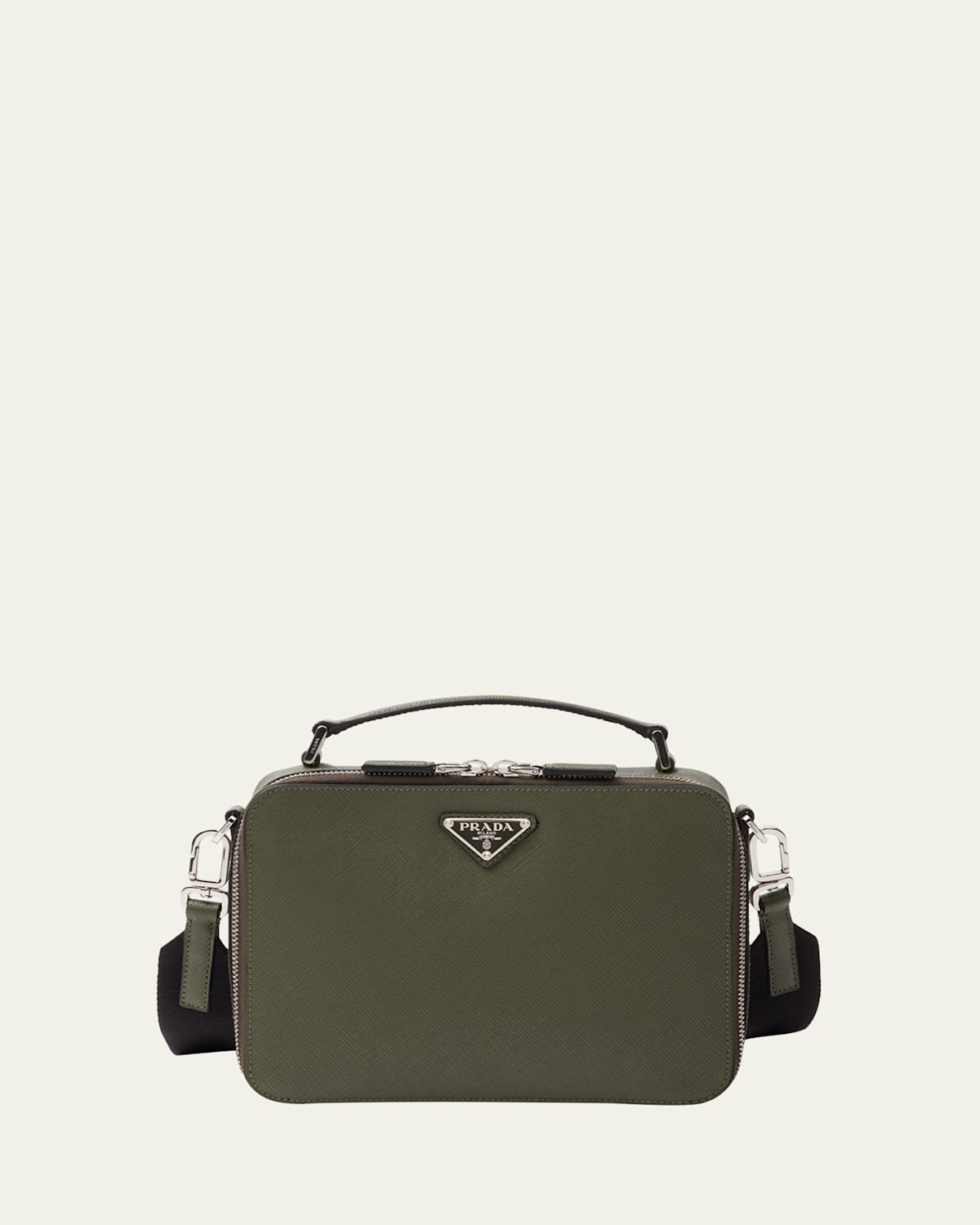 Prada Brique Saffiano Leather Bag In Green