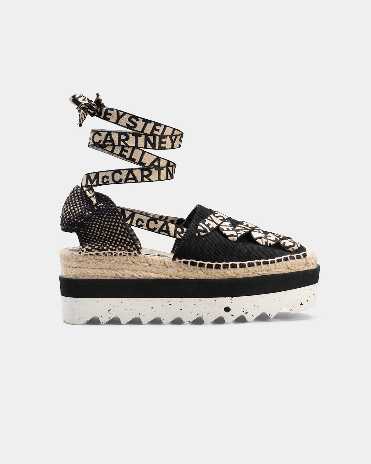 Stella Mccartney Gaia Organic Canvas Espadrille Sandals In Black