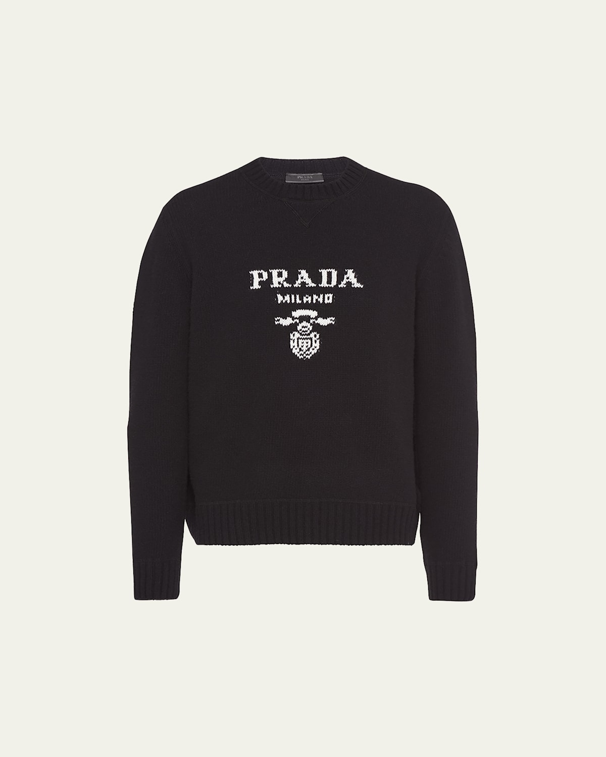 Prada Logo Wool And Cashmere Sweater In Nero