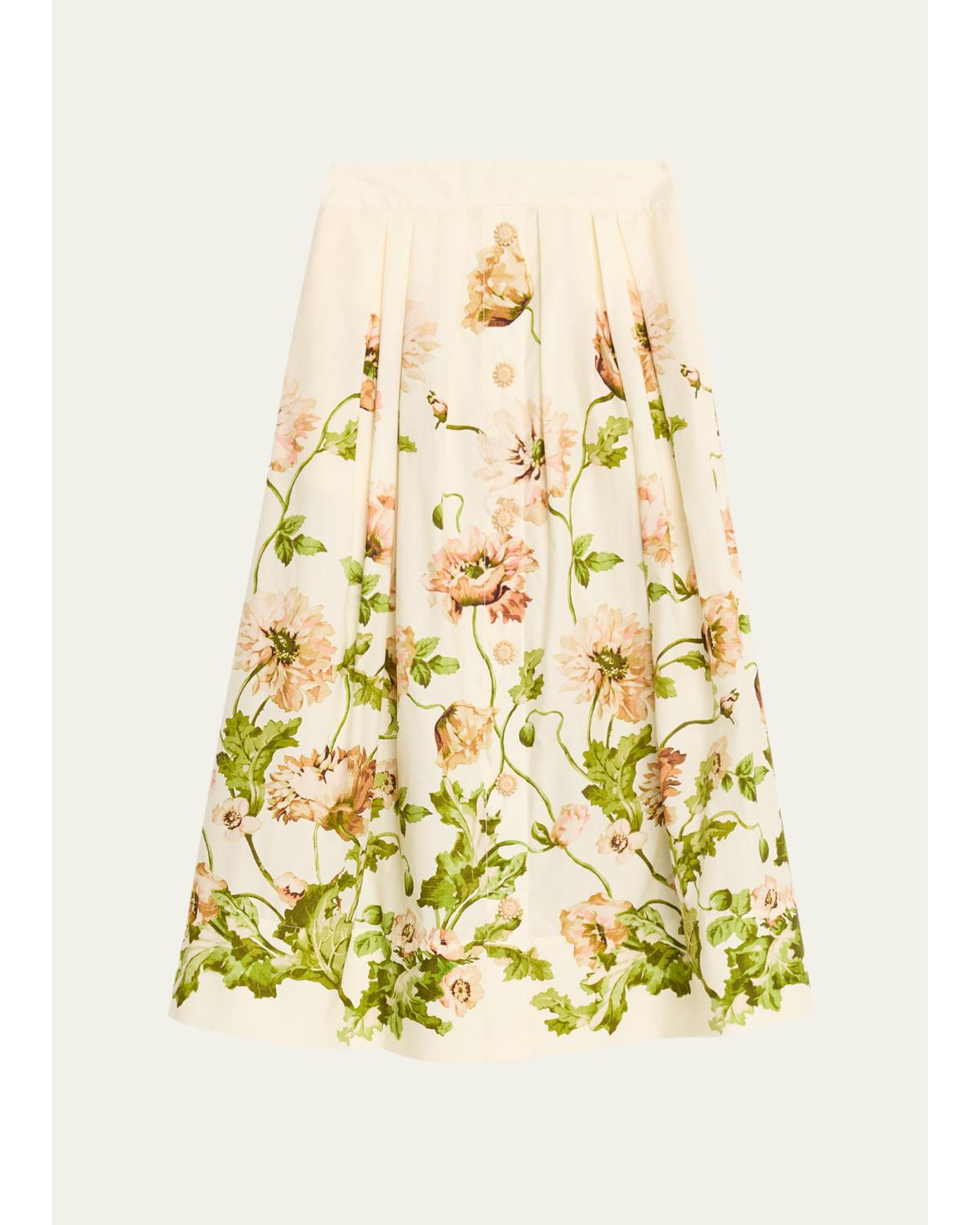 Marge Pleated Button-Front Skirt