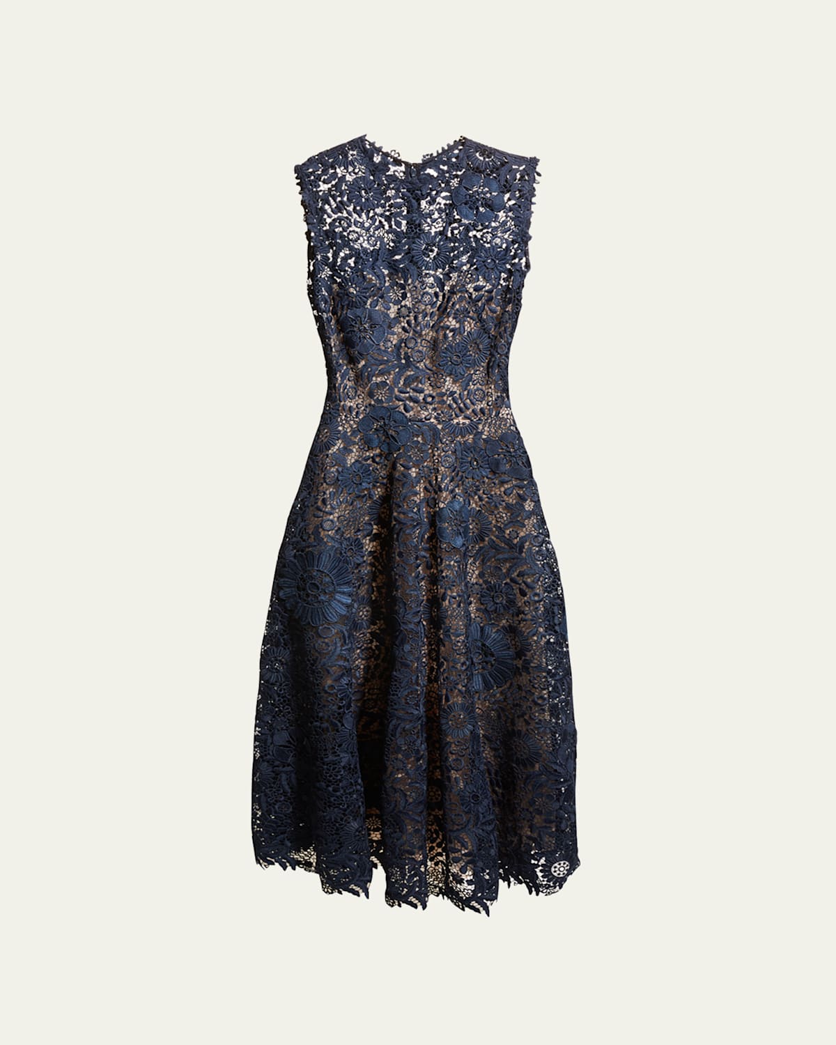 Floral-Lace A-Line Midi Dress