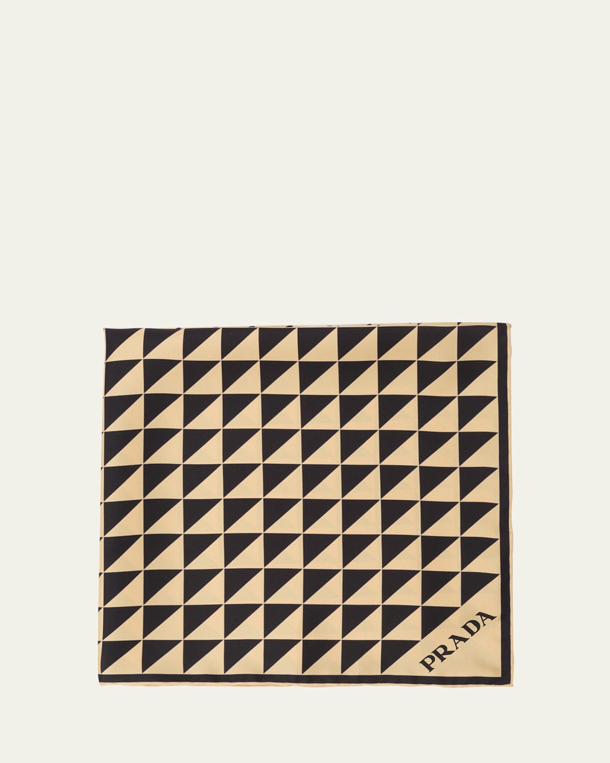 Prada Triangle Line-print Silk Scarf In F0x7f Nero Platino