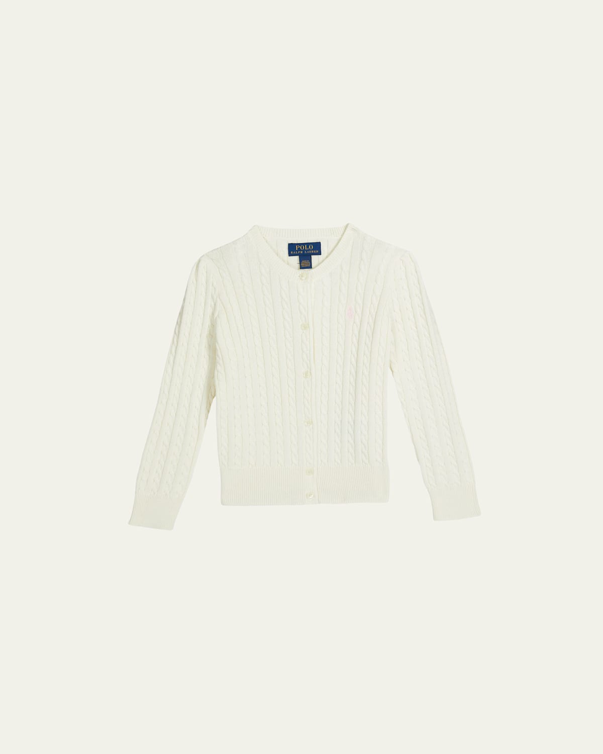 Polo Ralph Lauren Girl's Cable-knit Ribbed Cardigan In Warm White