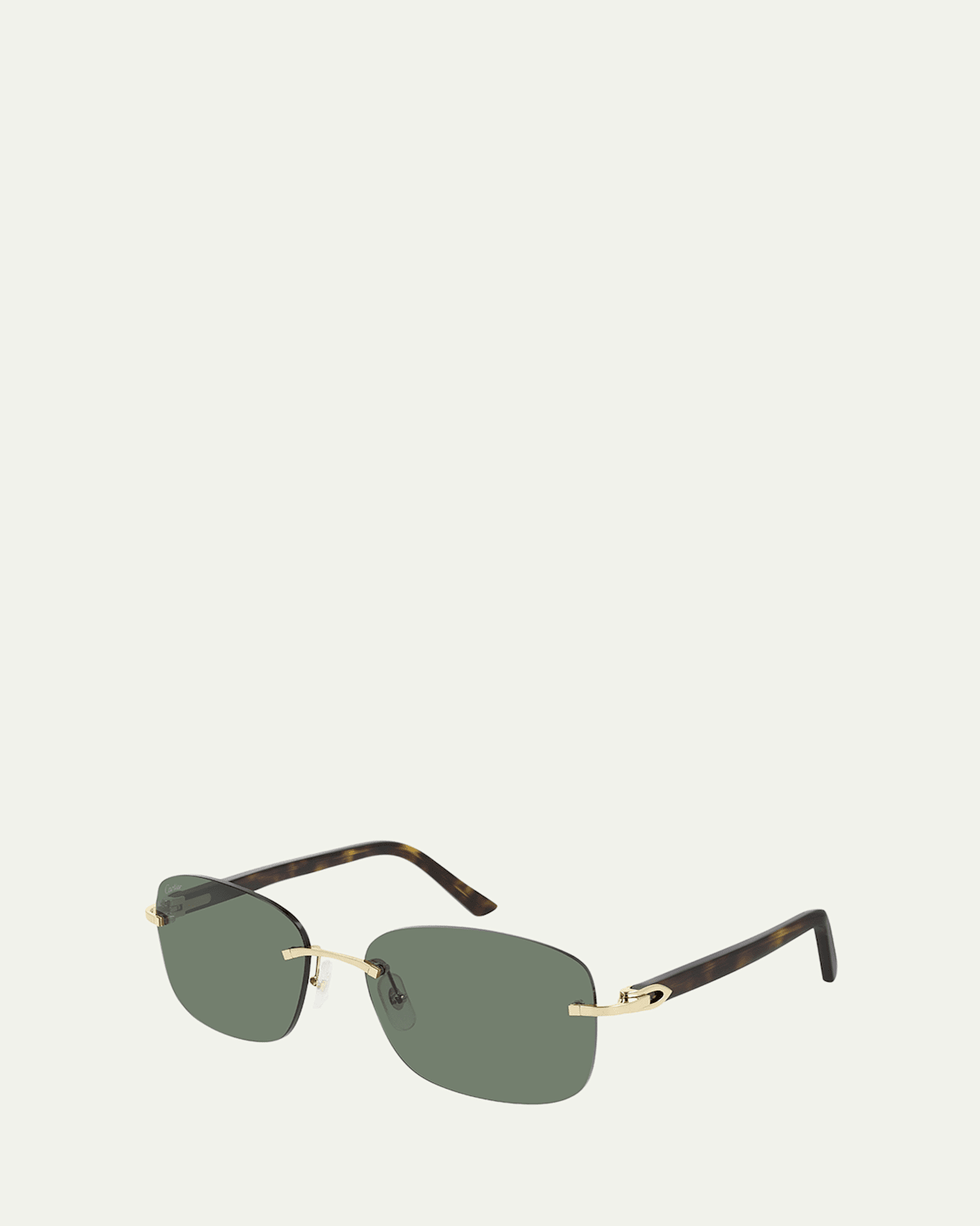 Cartier Men's Rimless Metal Rectangle Sunglasses | Thumbnail 2