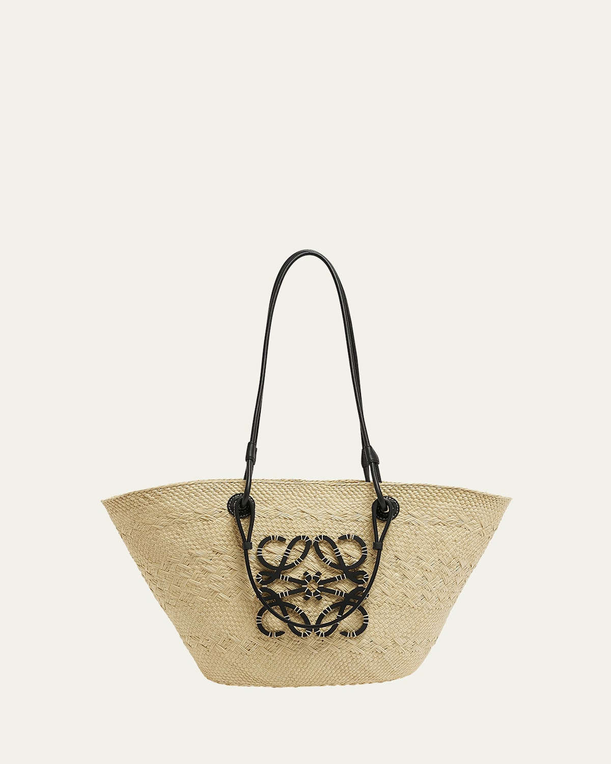Loewe X Paula's Ibiza Anagram Basket Bag In Iraca Palm With Leather Handles In Natural/tan
