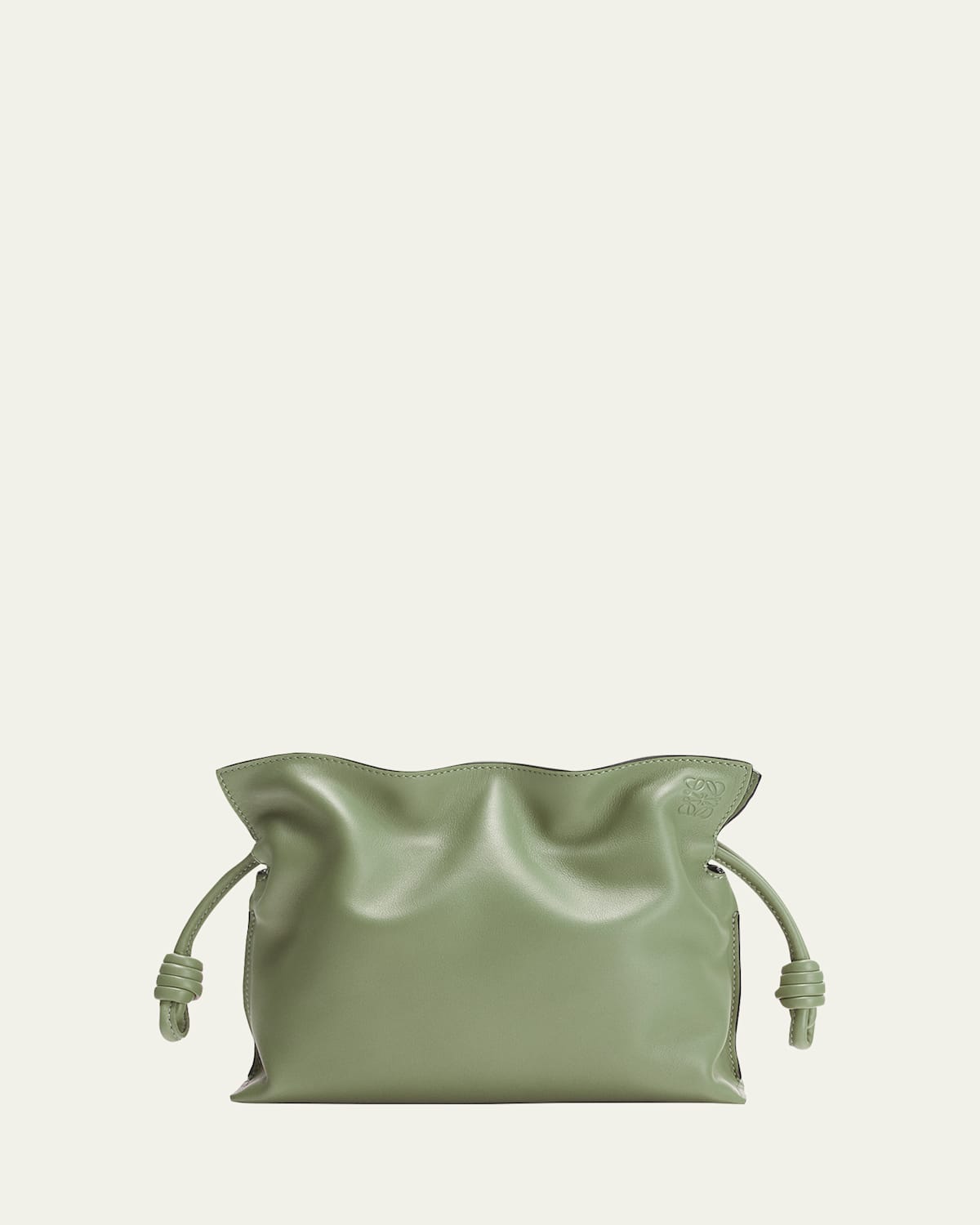 Loewe Flamenco Mini Clutch Bag In Napa Leather With Blind Embossed Anagram In Rosemary