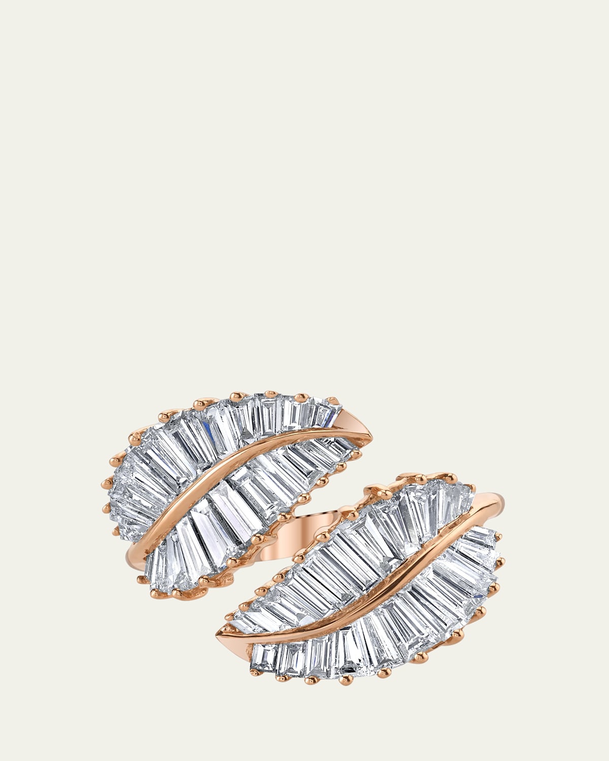 18K Rose Gold &Amp; Diamond Palm Leaf Wrap Ring