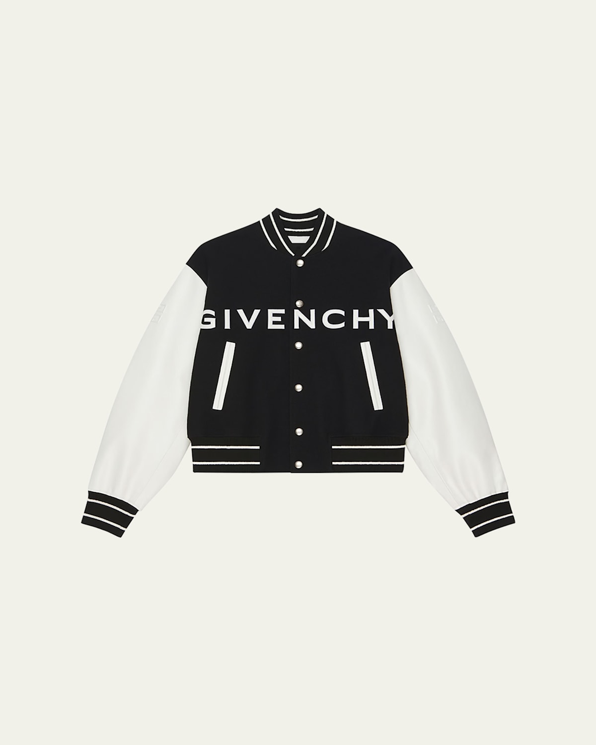 Givenchy Men Two-tone Wool Blend And Leather Bomber Jacket In Black