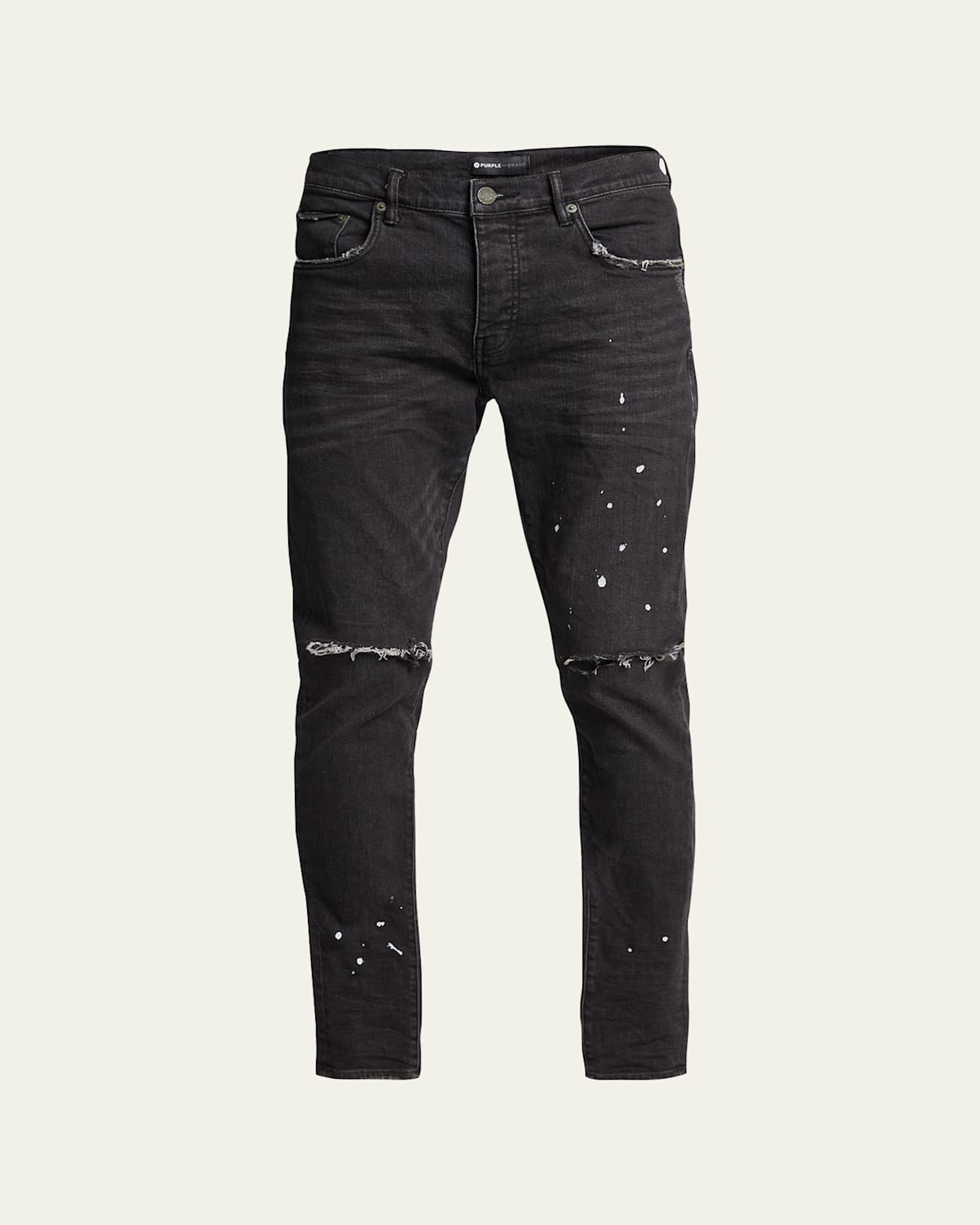 Men's P001 Black Overspray Skinny Jeans
