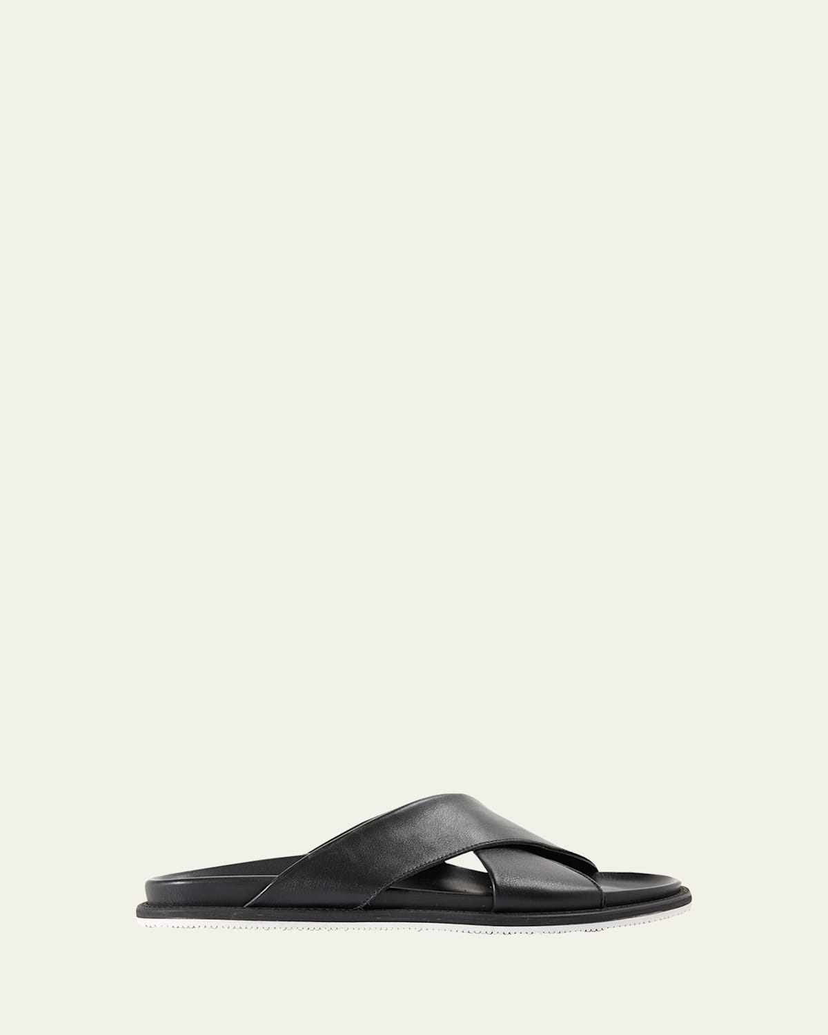 Paul Stuart Men's Punta Crisscross Leather Slide Sandals In Black