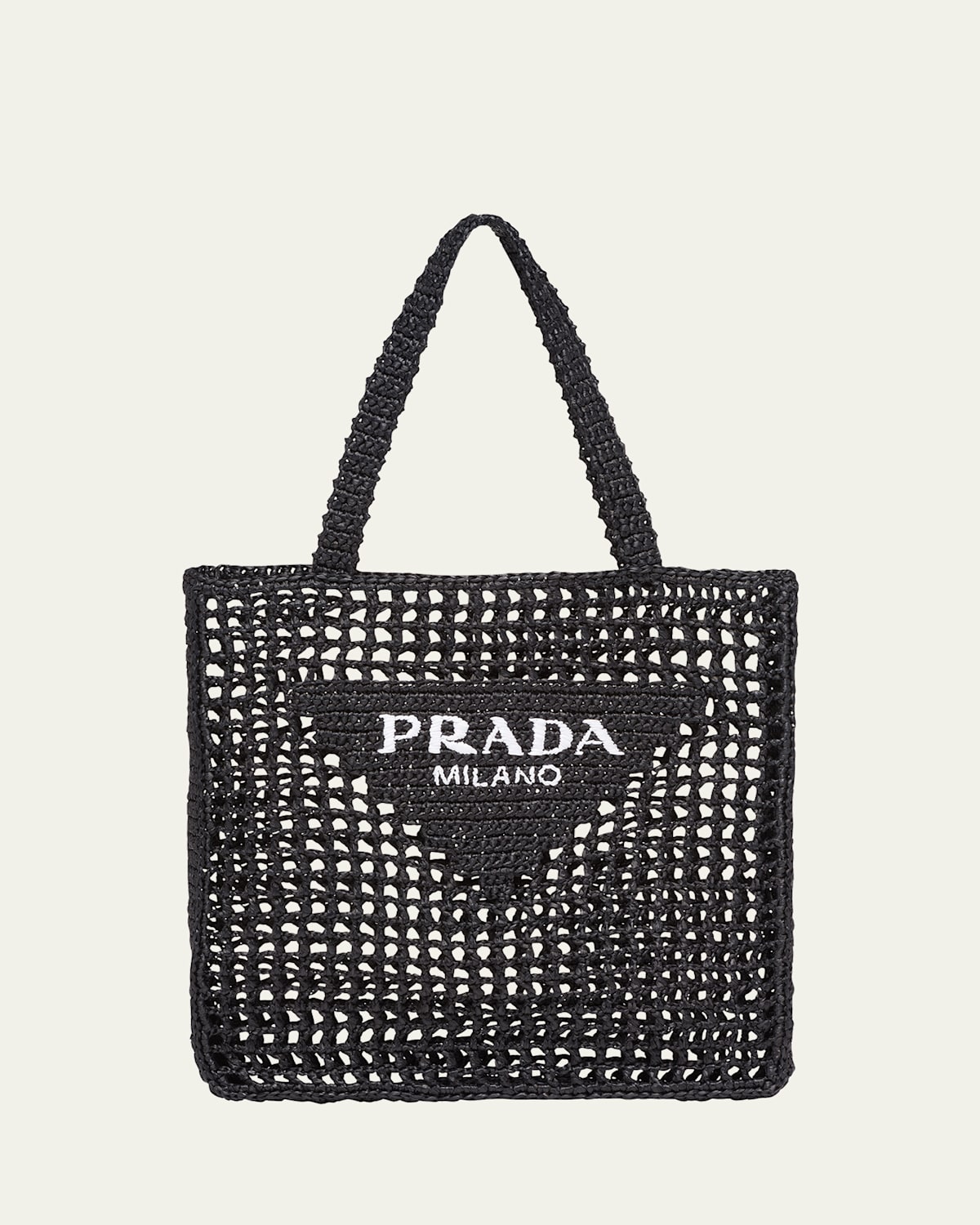 Prada Interwoven-design Logo-print Shoulder Bag In Black