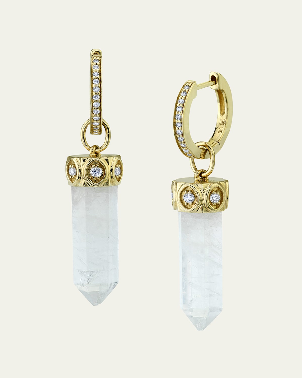 Sydney Evan 14k Yellow Gold Moonstone Crystal Earring, Single