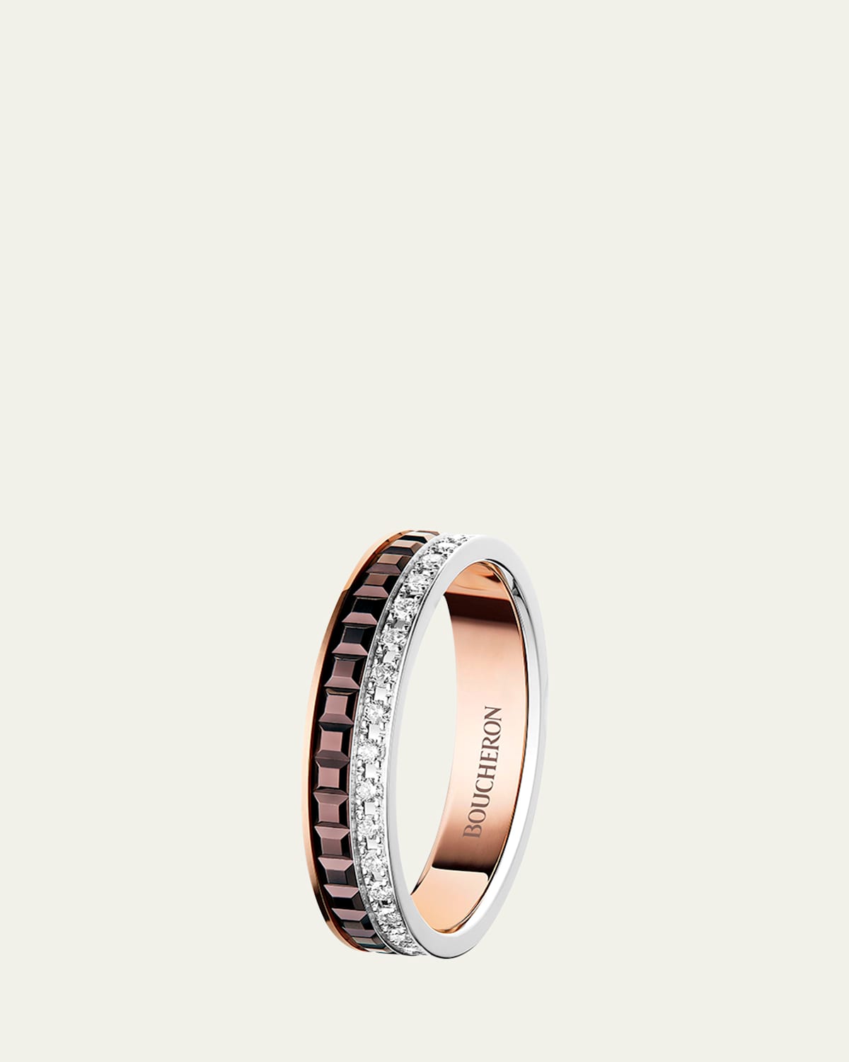Quatre Classique Ring in Tricolor Gold with Brown PVD and Diamonds