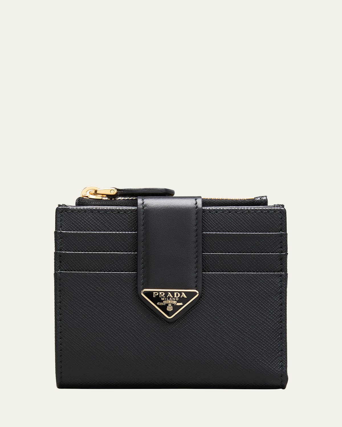PRADA SMALL LEATHER WALLET WITH TRIANGLE SNAP