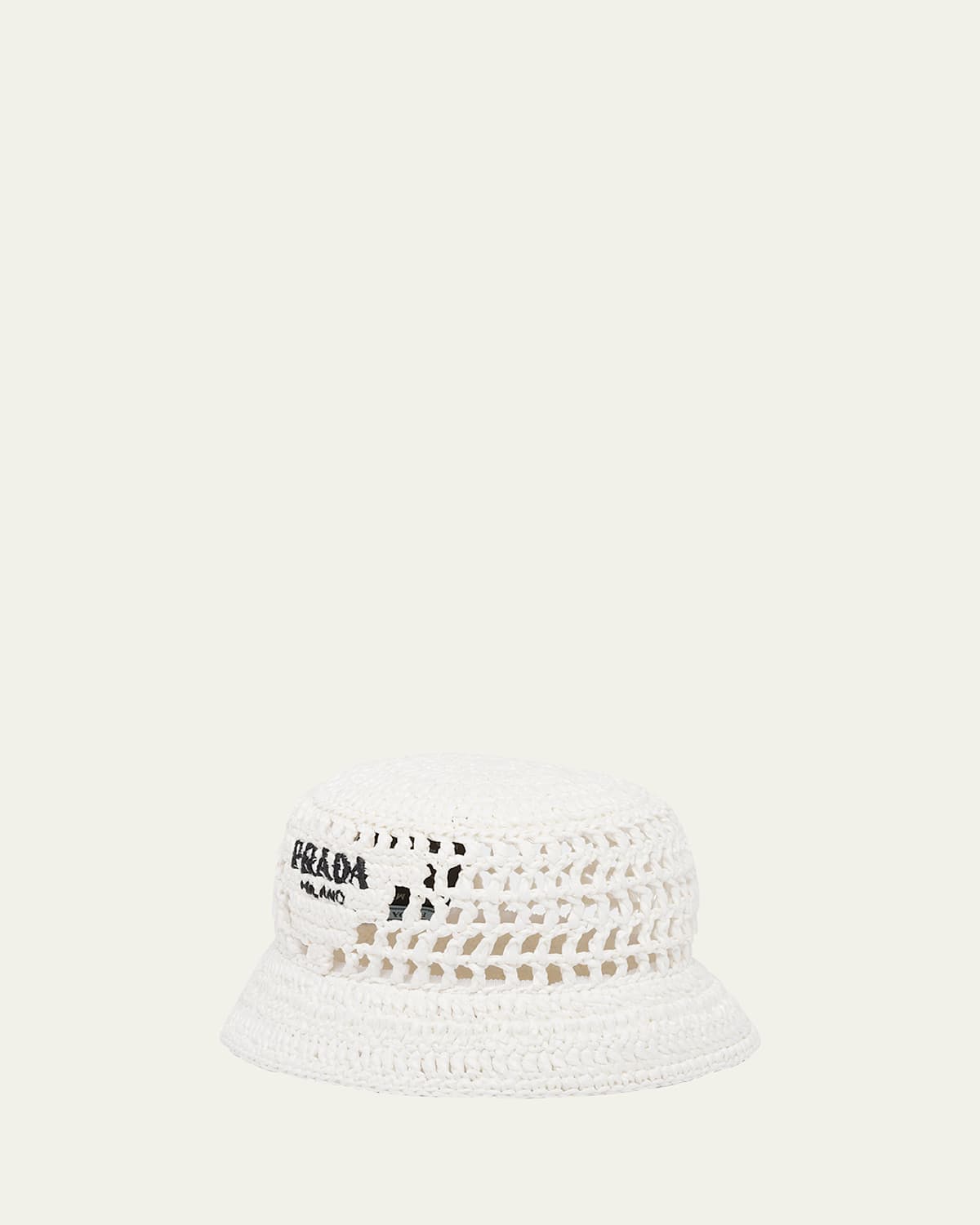 Prada Wide Brim Raffia Bucket Hat In F0009 Bianco