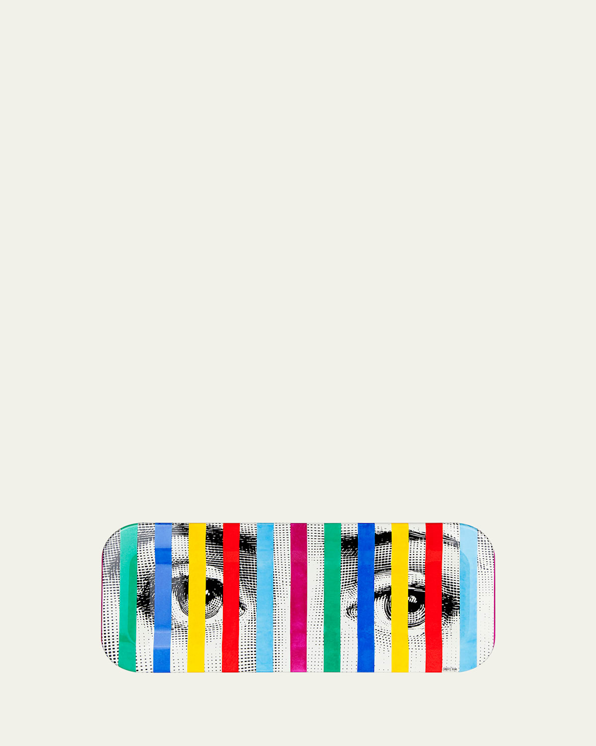 Fornasetti Face Stripes Tray, 9.8" X 23.63" In Multi