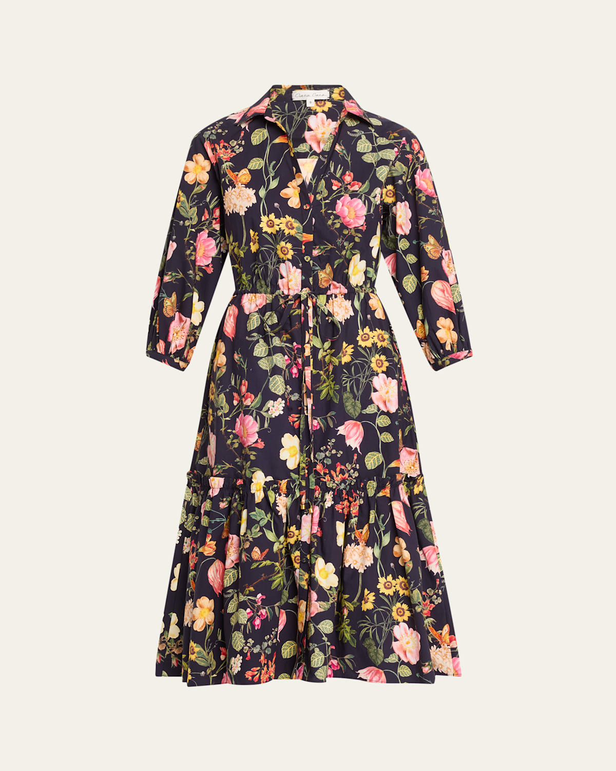 Hutton Puff-Sleeve Midi Shirtdress