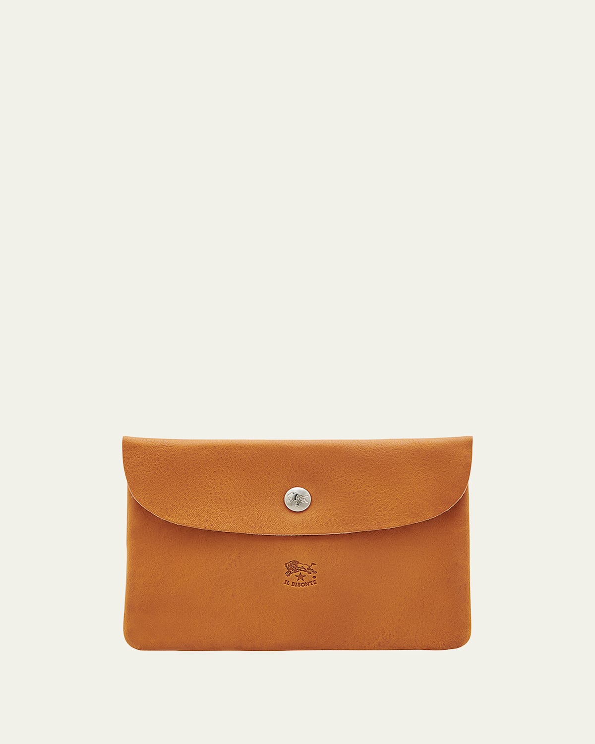 Il Bisonte Unisex Leather Snap Pouch In Vintage Cognac