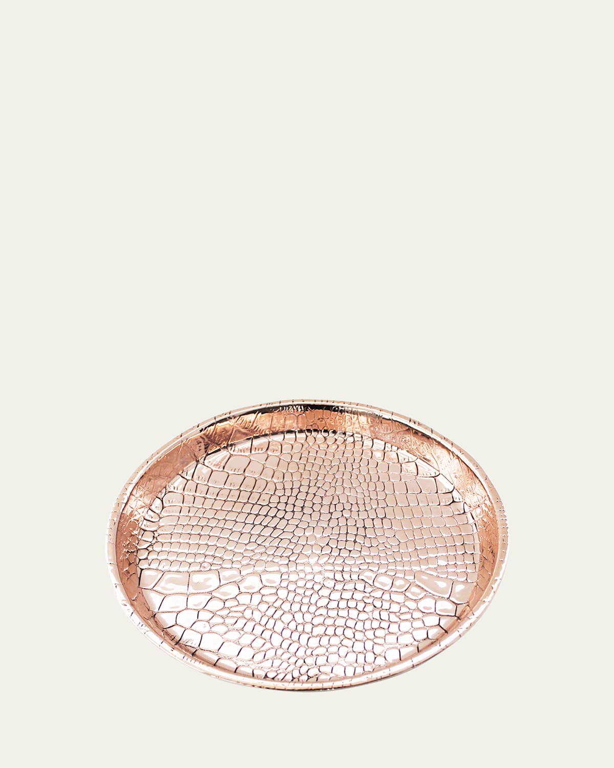 COPPERMILL KITCHEN ANTIQUE ENGLISH COPPER EMBOSSED ROUND BAR TRAY, LATE 19TH CENTURY 