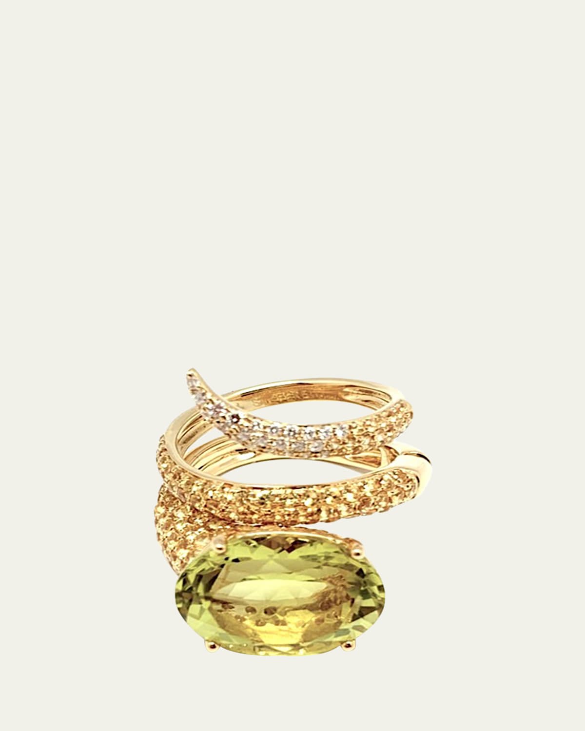 Yellow Ring From Convertible Collection in 18K Yellow Gold, Yellow Sapphires and Lemon Quartz, Size 6.5 and 7
