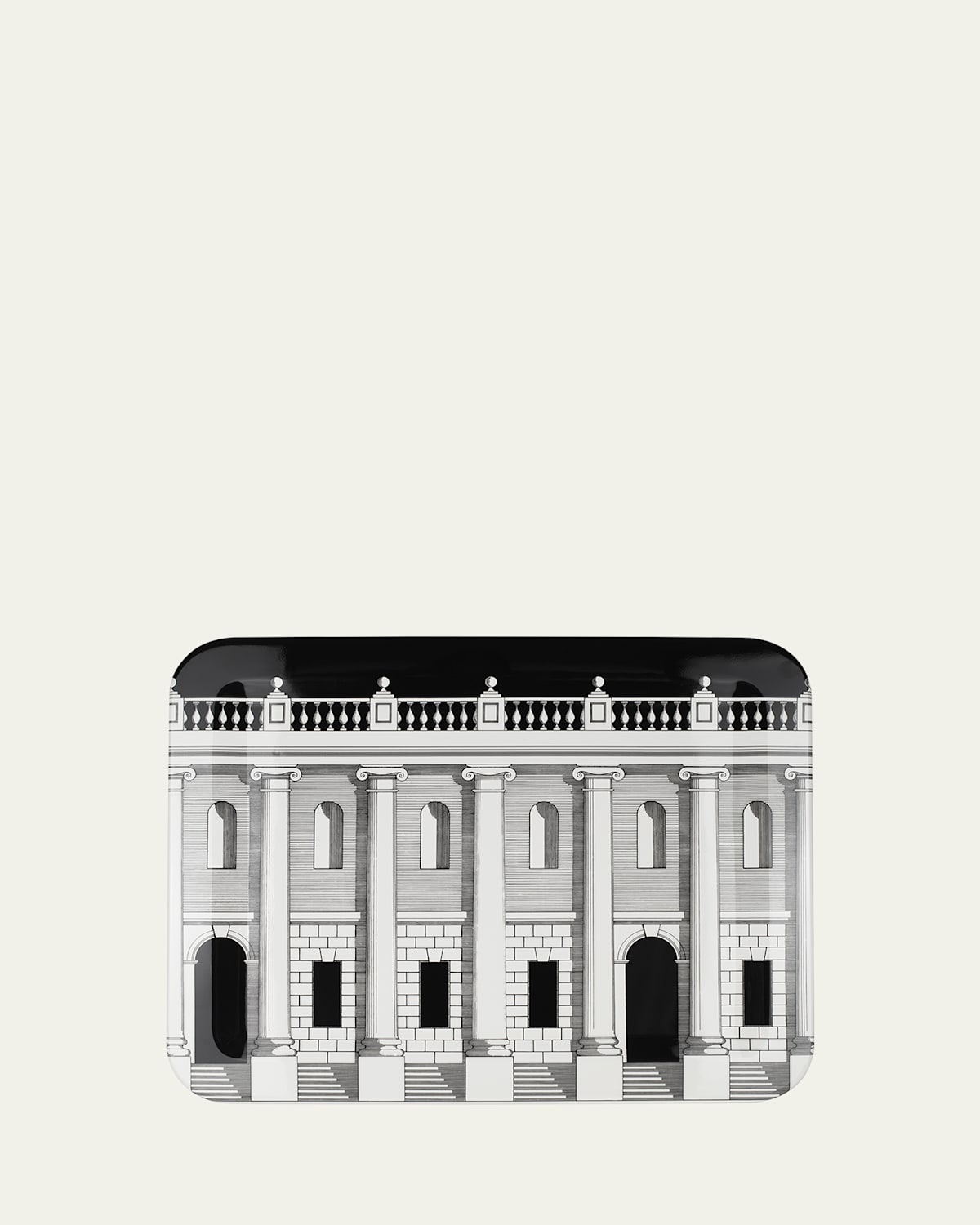 Fornasetti Casa Con Colonne Tray - 48x60 Cm In Black/white