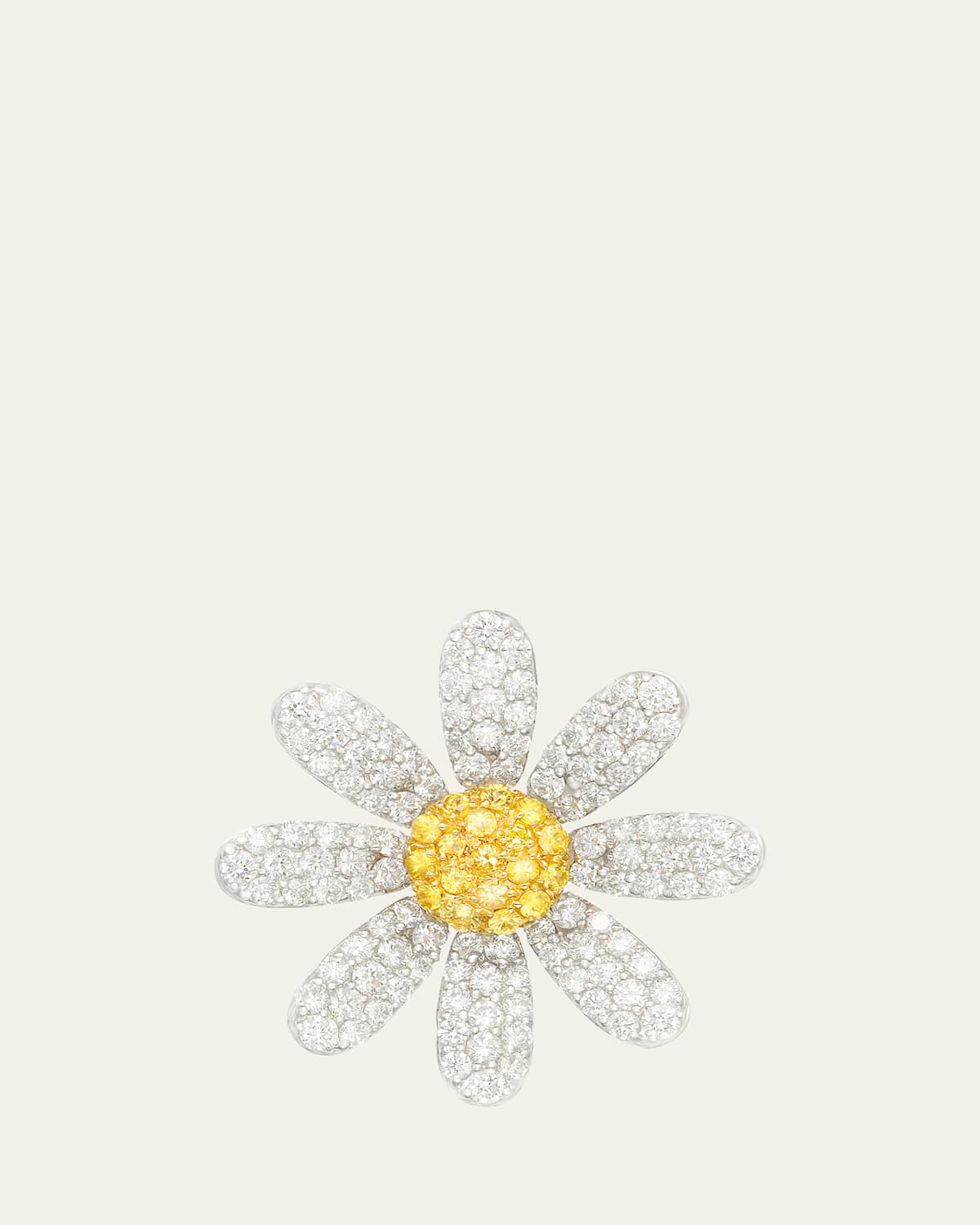 18k White Gold Margaret Single Earring With Diamond And Yellow Sapphire