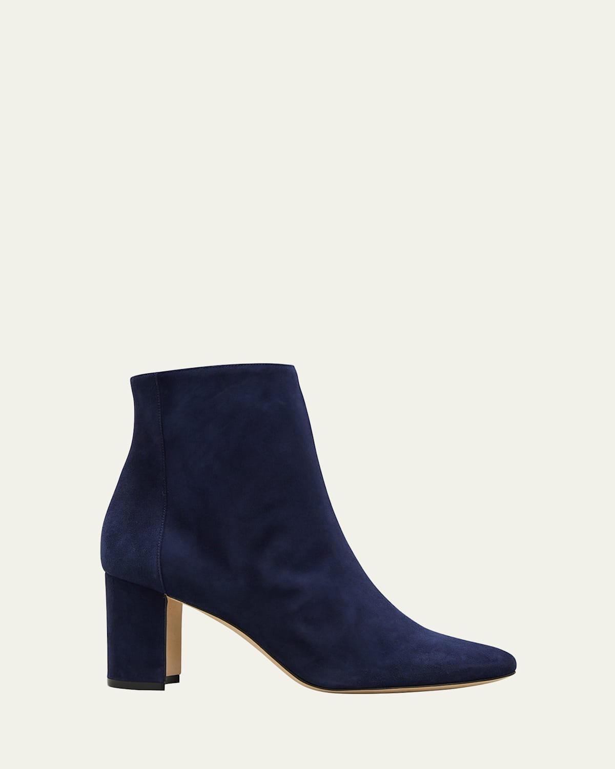 Manolo Blahnik Rosie Suede Zip Ankle Booties In Navy