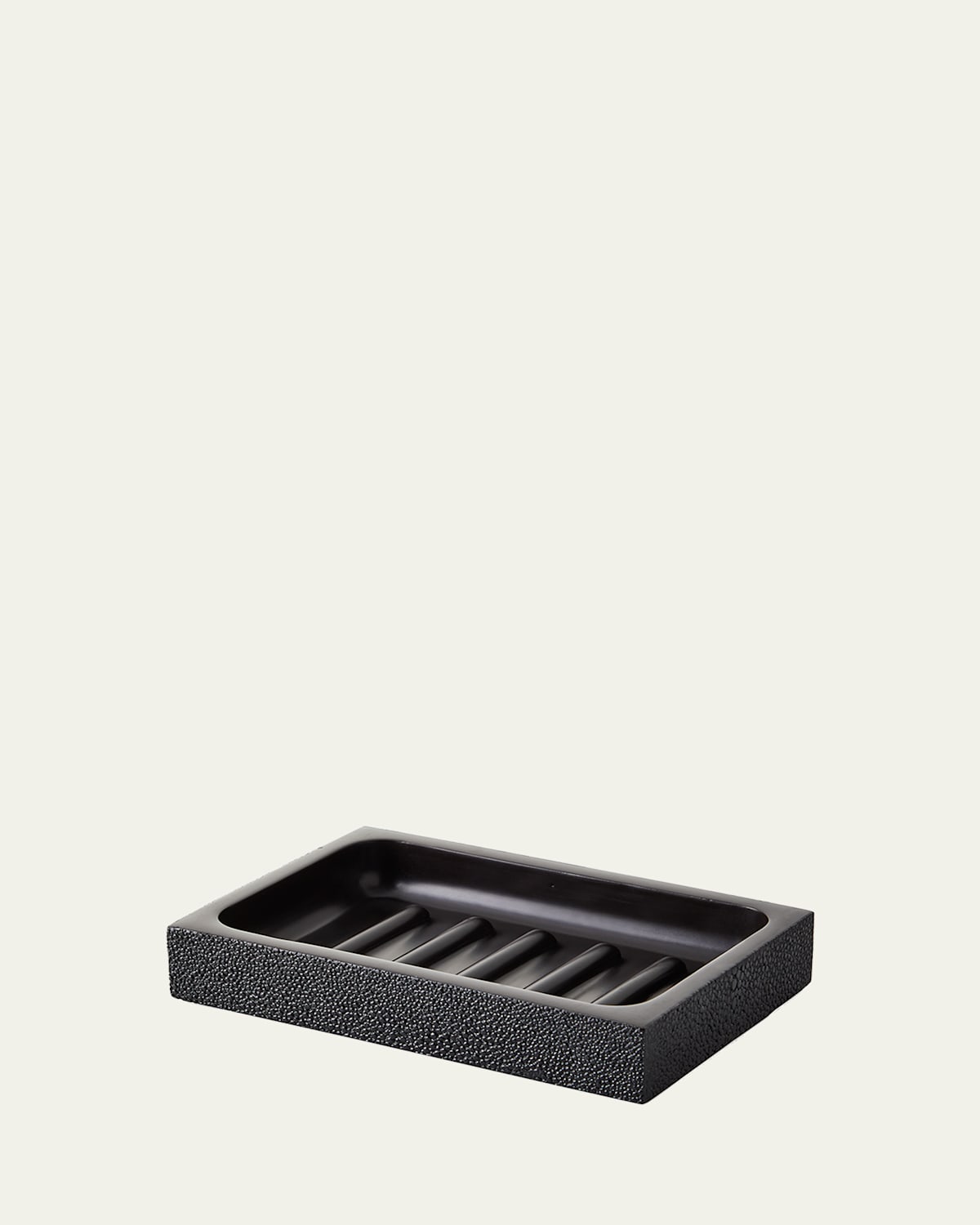 Pigeon & Poodle Manchester Rectangular Soap Dish In Black Faux Shagreen