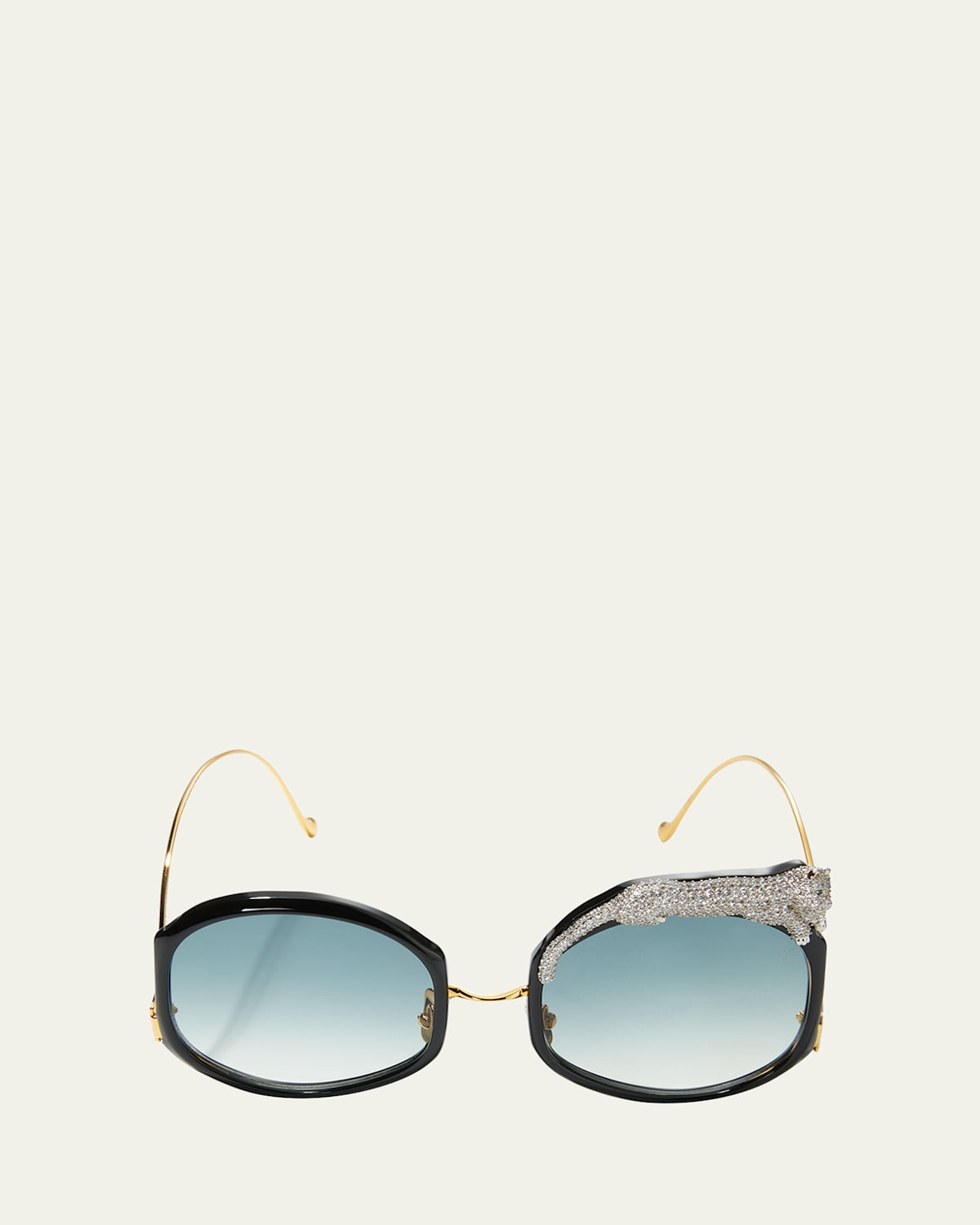 Anna-karin Karlsson Rose Et Le Reve Leopard Round Acetate Sunglasses In Blue