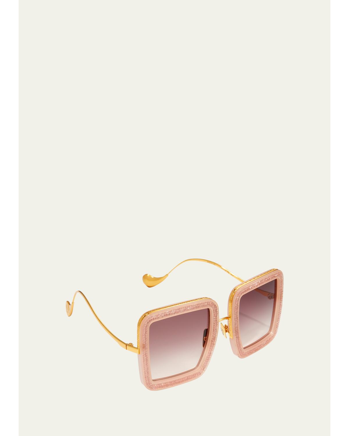 Anna-karin Karlsson Beaming Sky Swarovski Square Acetate Sunglasses In Pink