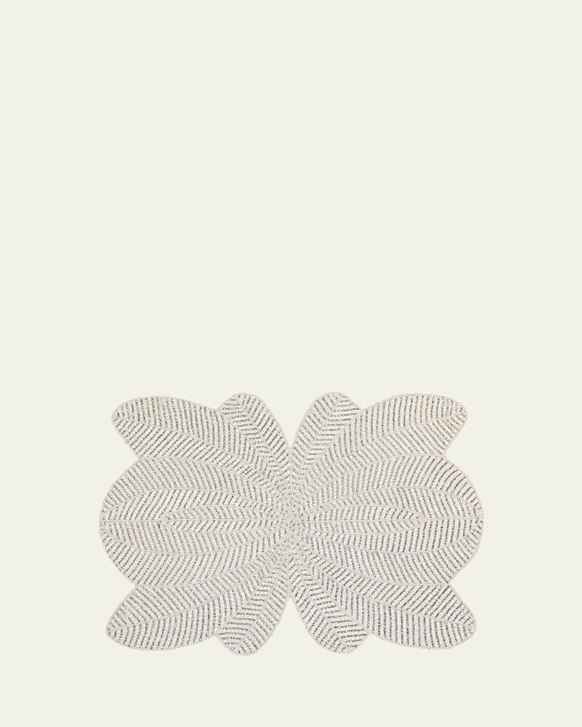 Nomi K White Peacock Design Hand Beaded Placemat