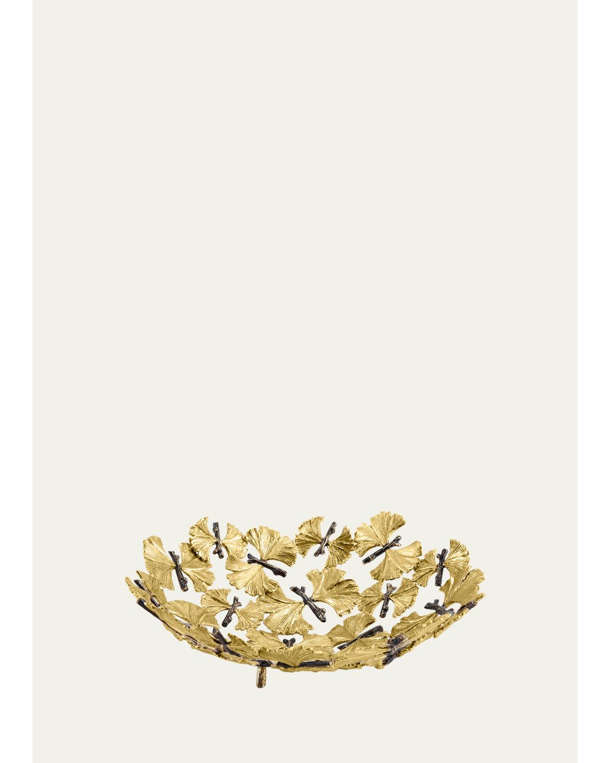 Butterfly Ginkgo Bread Basket - Gold- Tone