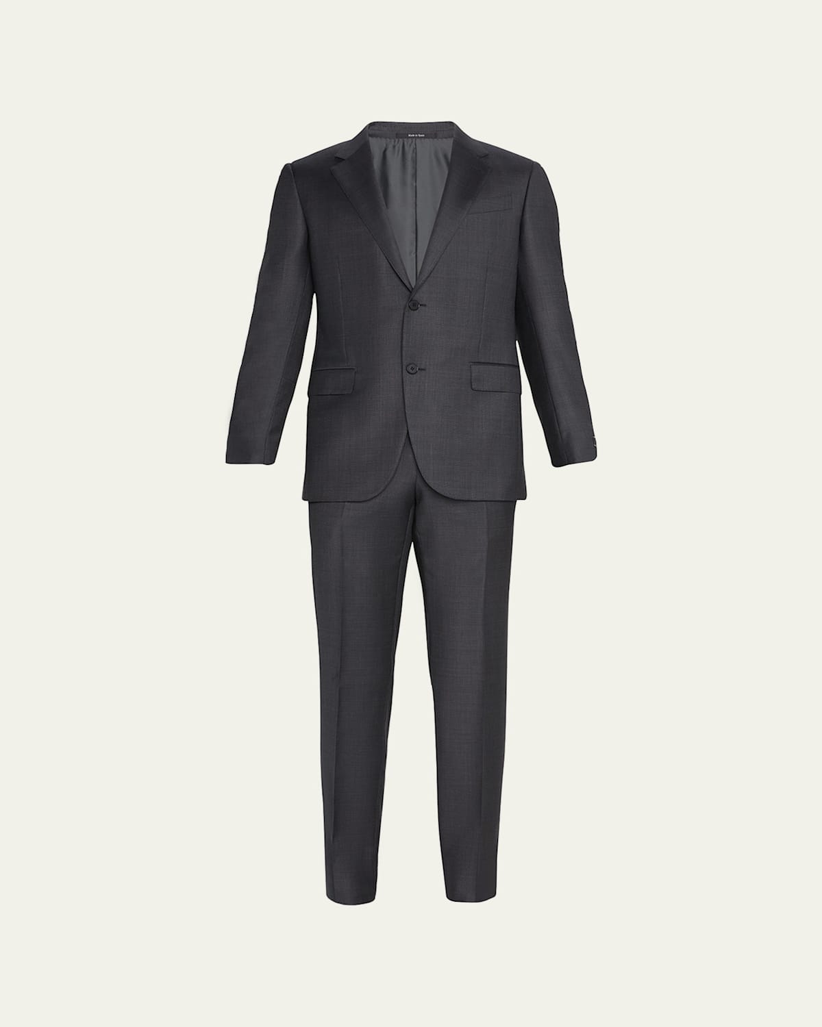 Zegna Men's Wool Tic-weave Suit In Dark Grey Solid