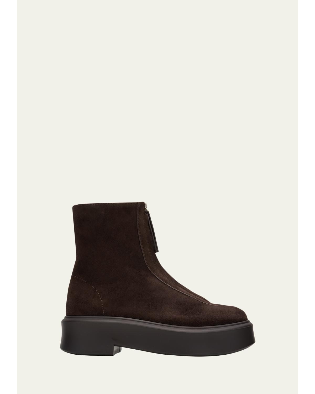 Suede Zip Moto Booties